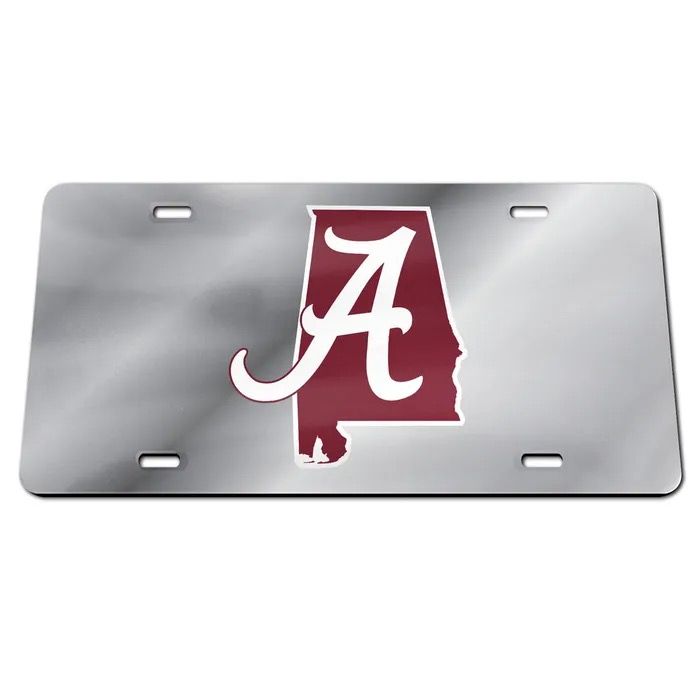 AL WINCRAFT SILVER/RED STATE LICENSE PLATE