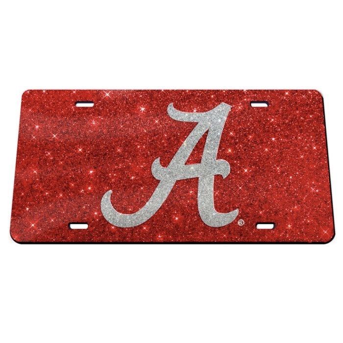 AL WINCRAFT GLITTER RED/SILVER SCRIPT A LICENSE PLATE