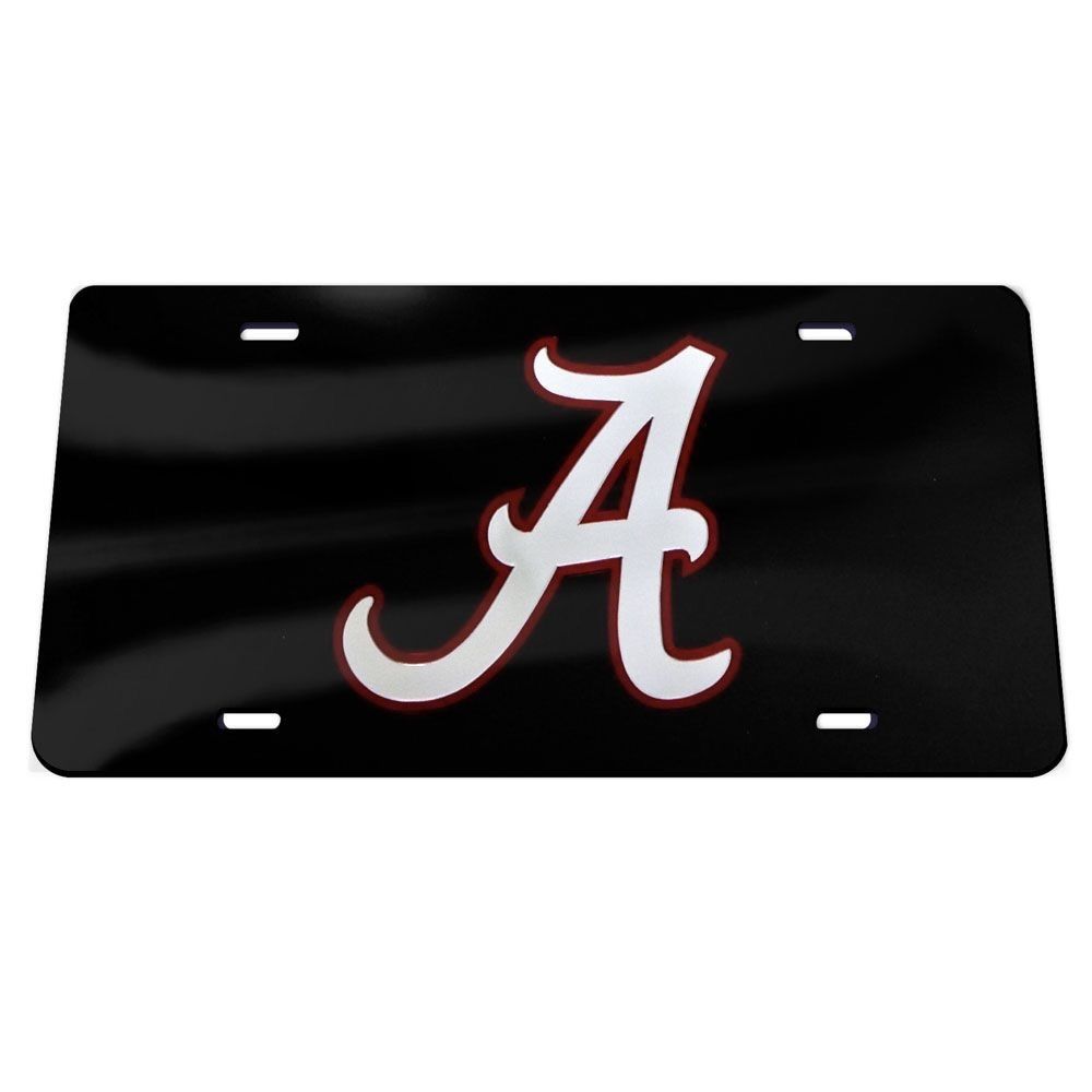 AL WINCRAFT BLACK/RED/SILVER SCRIPT A LICENSE PLATE