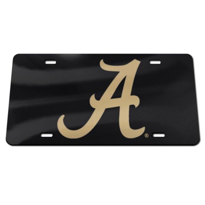 AL WINCRAFT BLACK/GOLD SCRIPT A LICENSE PLATE