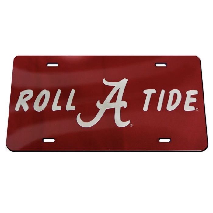 AL WINCRAFT RED/SILVER ROLL A TIDE LICENSE PLATE