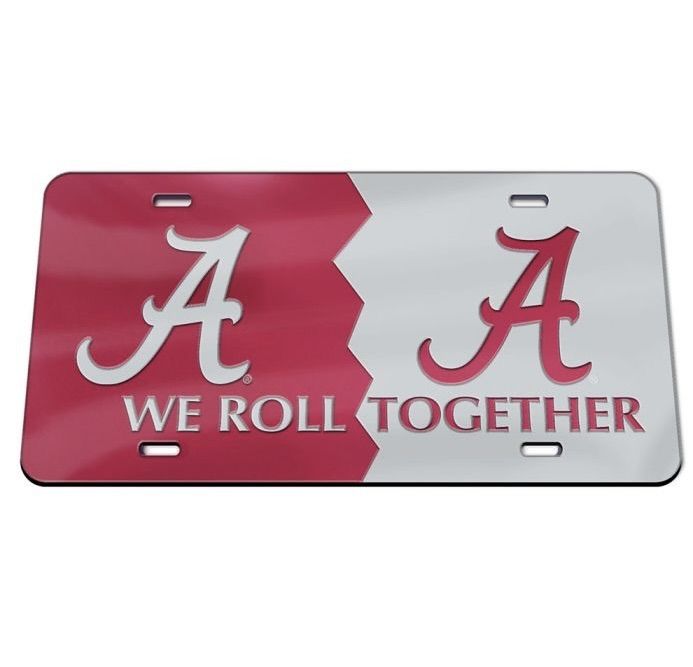 AL WINCRAFT RED/SILVER WE ROLL TOGETHER LICENSE PLATE