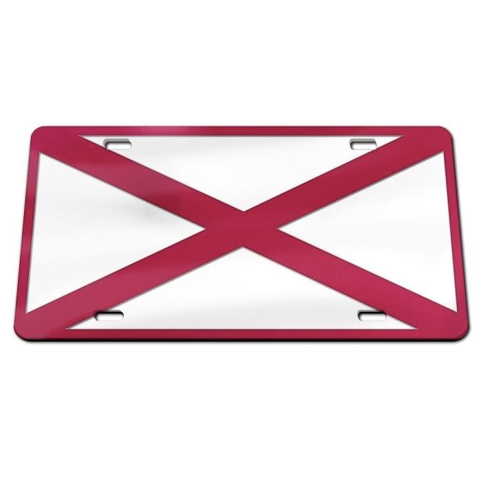 AL WINCRAFT RED/WHITE STATE FLAG LICENSE PLATE