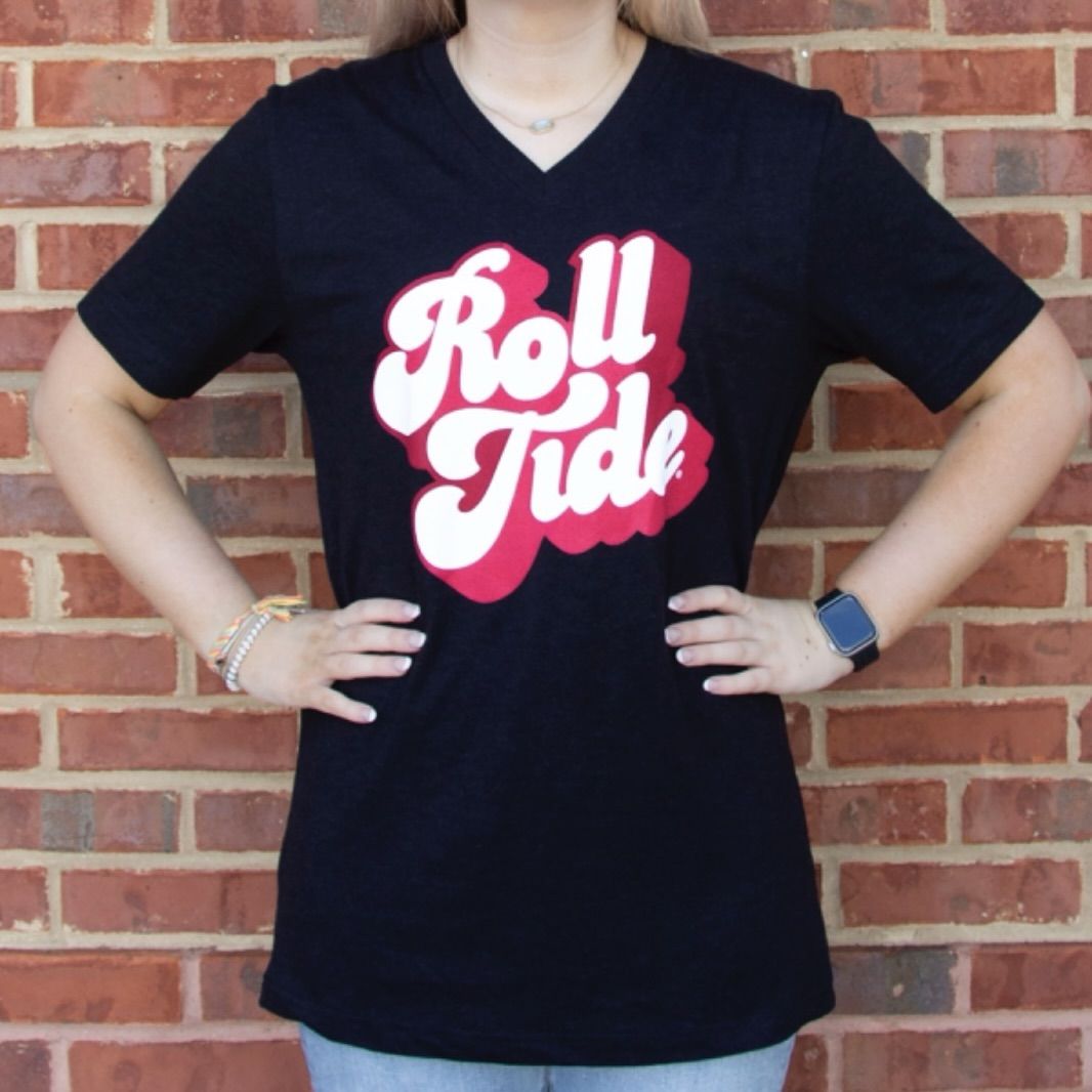 AL GROOVY ROLL TIDE BLACK  V-NECK