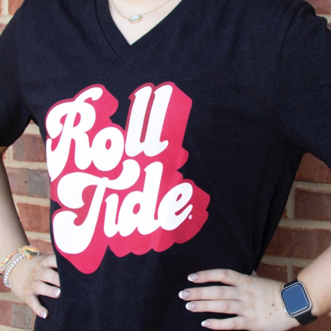 AL GROOVY ROLL TIDE BLACK  V-NECK