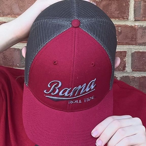 AL LEGACY CRIMSON LO-PRO SNAPBACK TRUCKER CAP