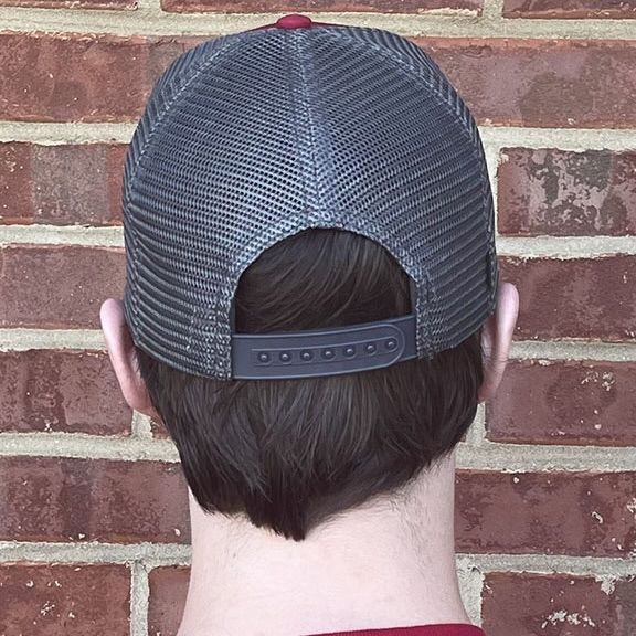 AL LEGACY CRIMSON LO-PRO SNAPBACK TRUCKER CAP