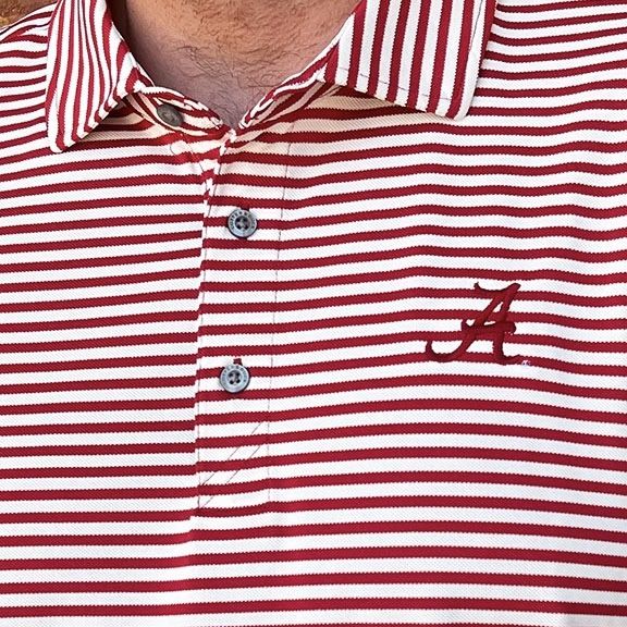AL C&B SCRIPT A CRIMSON STRIPE POLO