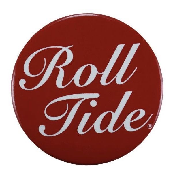 AL PINU CURSIVE ROLL TIDE CRIMSON BUTTON