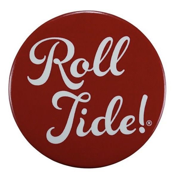 AL PINU CURSIVE ROLL TIDE! CRIMSON BUTTON