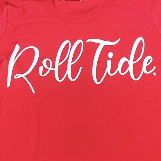 CURSIVE ROLL TIDE CRIMSON YOUTH TEE