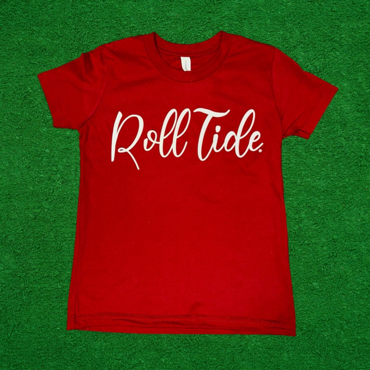 CURSIVE ROLL TIDE CRIMSON YOUTH TEE