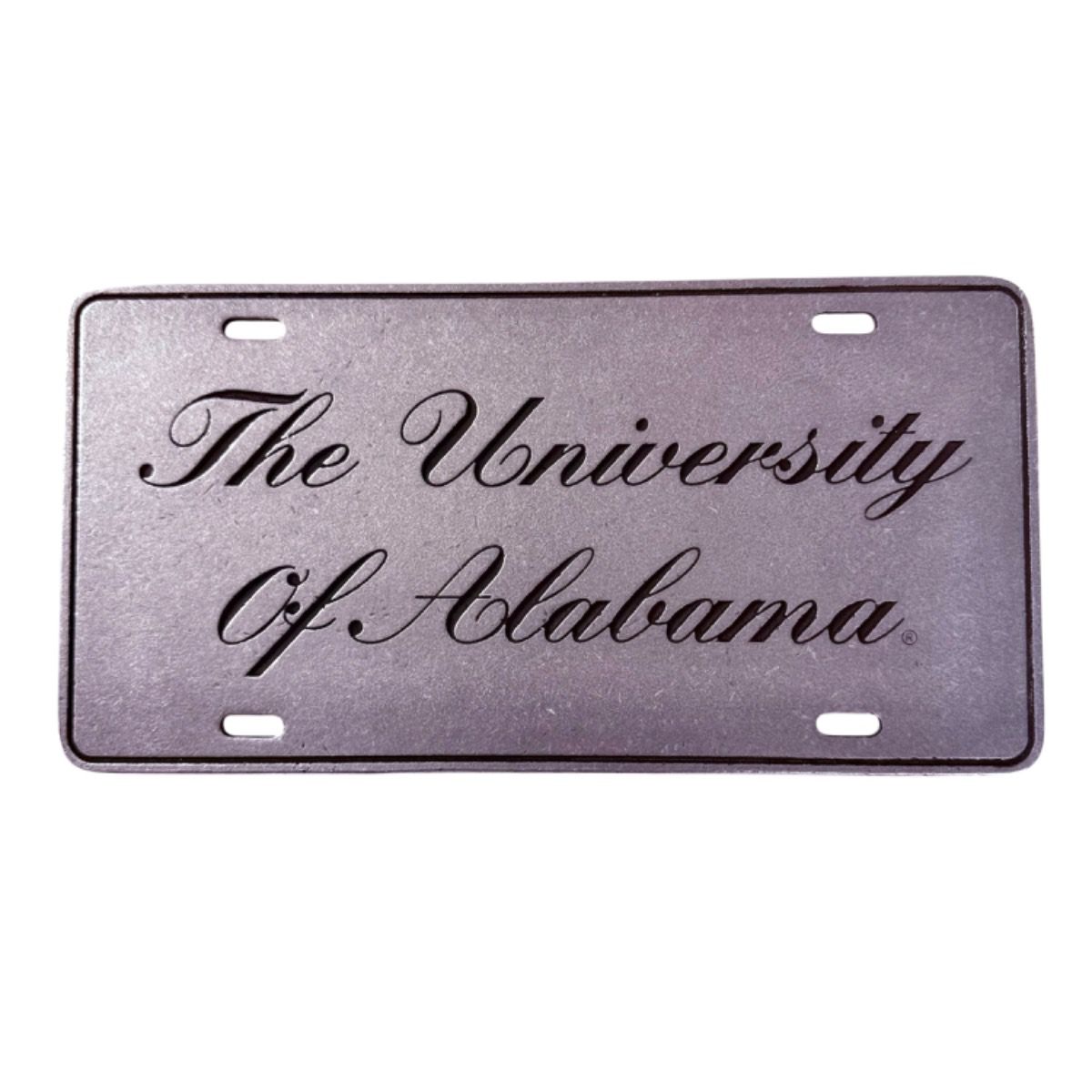 AL JARDINE PEWTER CURSIVE UOFA LICENSE PLATE