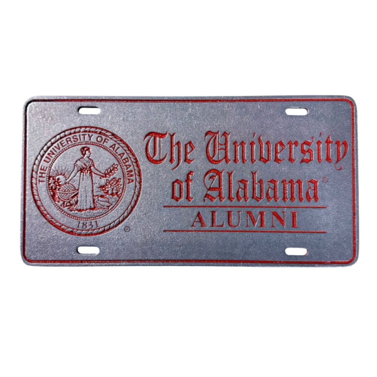 AL JARDINE PEWTER/CRIMSON UOFA ALUMNI LICENSE PLATE