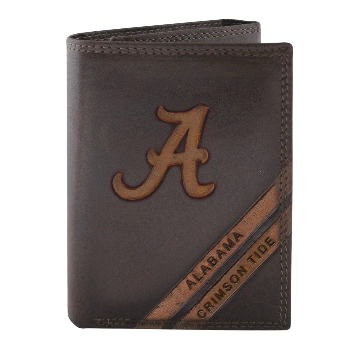 AL ZEP-PRO BROWN EMBOSSED TRI-FOLD WALLET