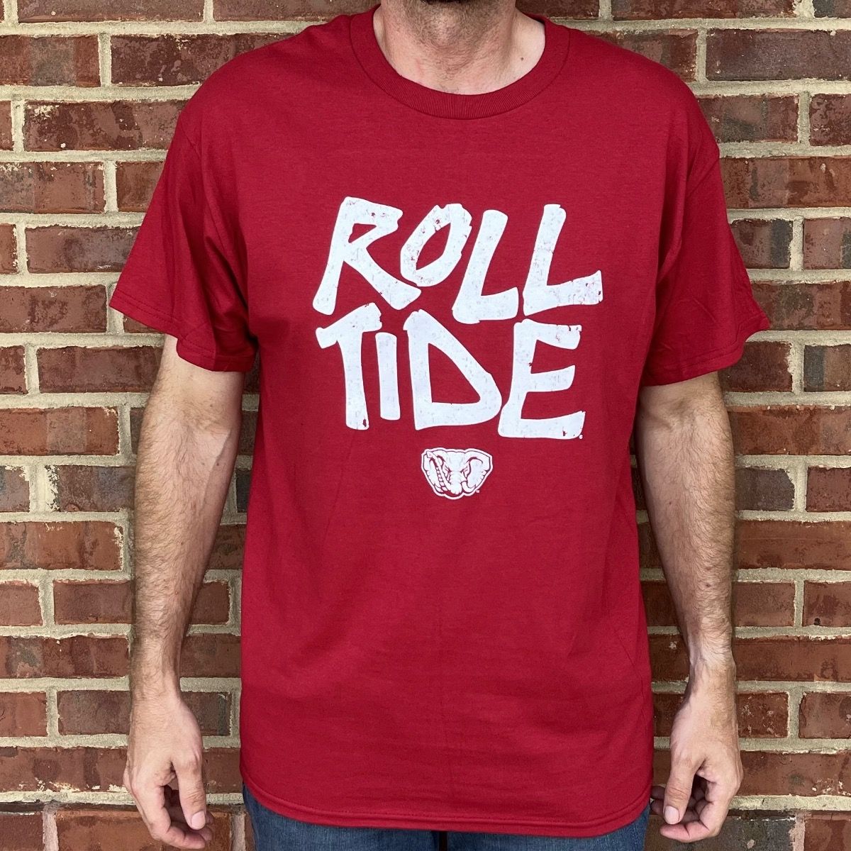 AL ROLL TIDE BRUSH CRIMSON TEE