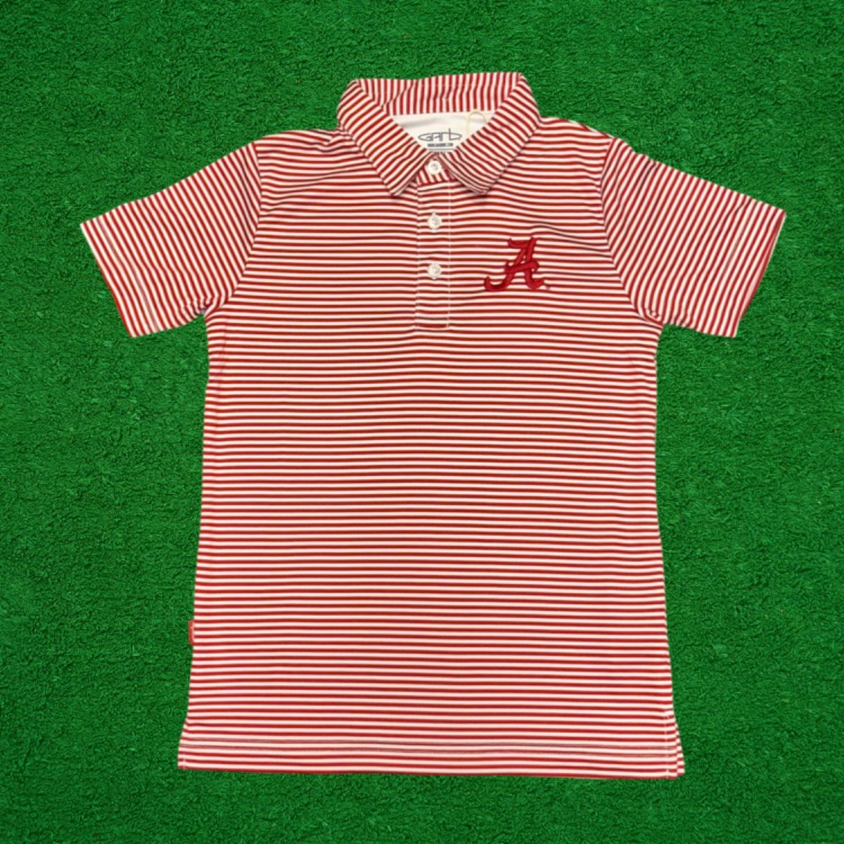 AL GARB CRIMSON STRIPED YOUTH POLO
