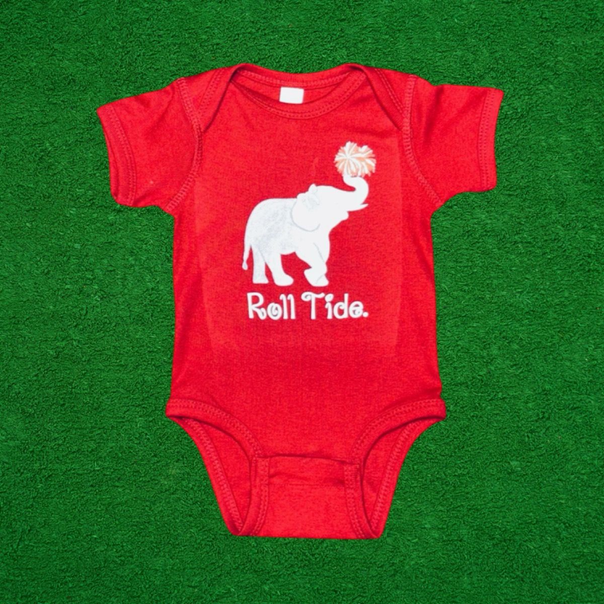 ELEPHANT BOW CRIMSON ONESIE