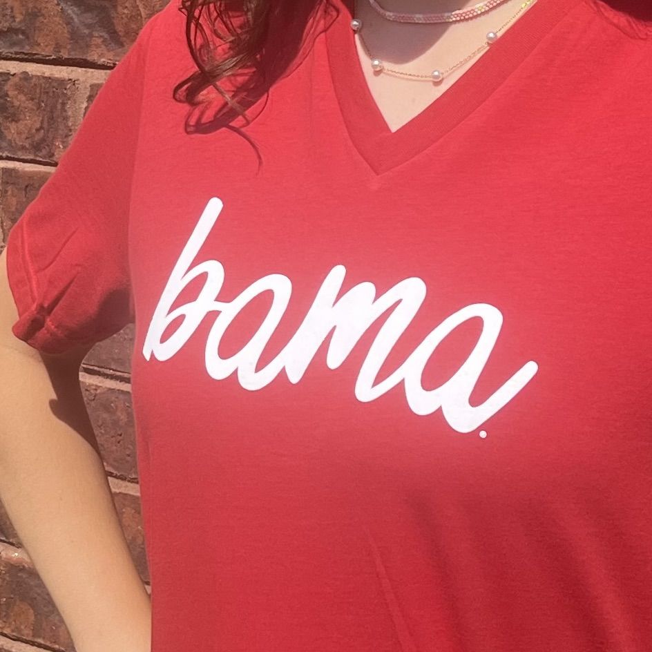 AL SCRIPT BAMA CRIMSON V-NECK