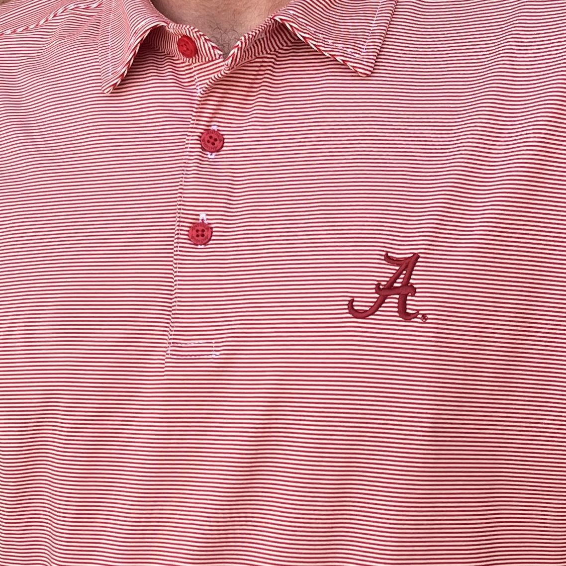AL ANTIGUA SCRIPT A CRIMSON/WHITE TWINE POLO